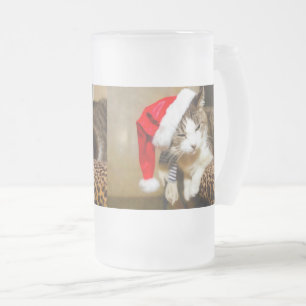 Chope Givrée Père Noël Kitty, peintre givrée de verre de bière 