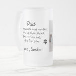 Chope Givrée Photo personnalisée Chien papa<br><div class="desc">Surprise papa cette Fête des pères avec cette super mignonne tasse de papa chien. Papa... Si quelqu’un d’autre était mon père, je mâcherais leurs chaussures, je fouetterais sur leur tapis, et je te trouverais. . . Personnalisez avec la photo préférée de chien papa, et le nom. DROIT D'AUTEUR © 2020...</div>
