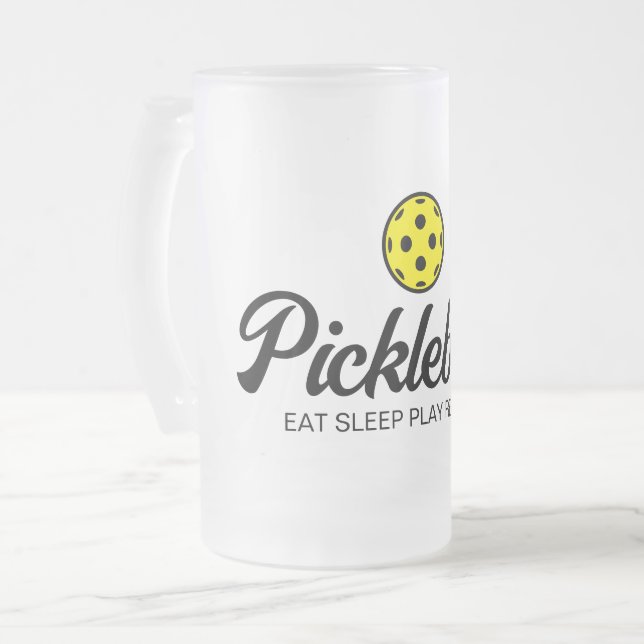 Chope Givrée Pickleball amant verre bière stein cadeau pour ami (Devant gauche)