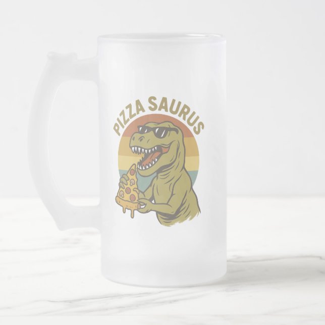 Chope Givrée Pizza Dino cool de style rétro (Gauche)