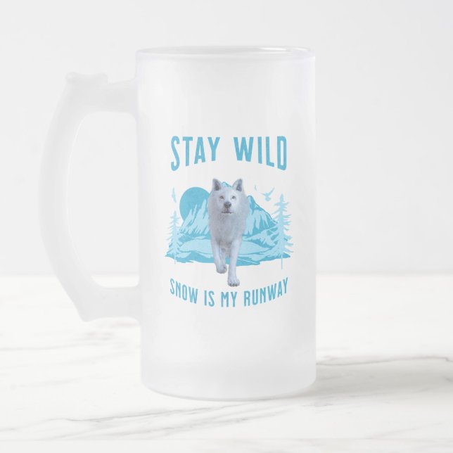 Chope Givrée Reste Sauvage Loup Blanc Piste de Neige (Gauche)