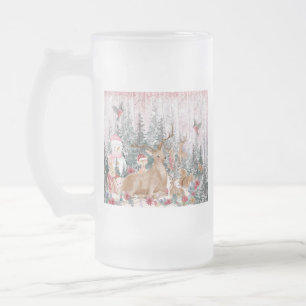 Chope Givrée Rinder d'aquarelle rose, Snowman Joyeux Noël