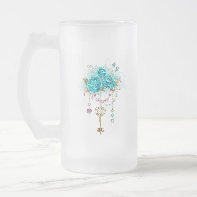 Chope Givrée Roses turquoise avec touches (Gauche)