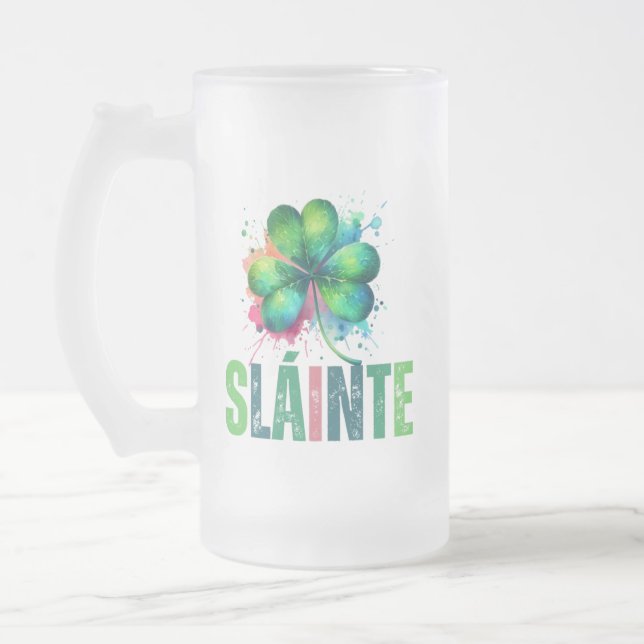 Chope Givrée Shamrock d'aquarelle - Sláinte - Saint Patrick Day (Gauche)