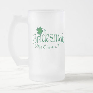 Chope Givrée Shamrock vert personnalisé Bridesmaid Beer Stein