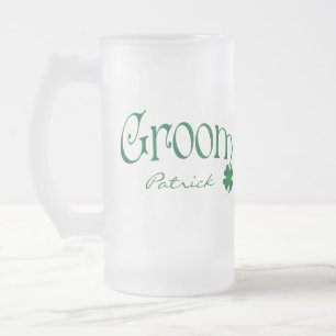 Chope Givrée Shamrock vert personnalisé Groom Beer Stein