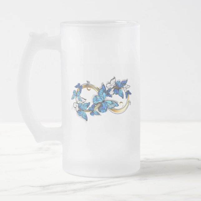 Chope Givrée Symbole infini de papillons Morpho bleus (Gauche)