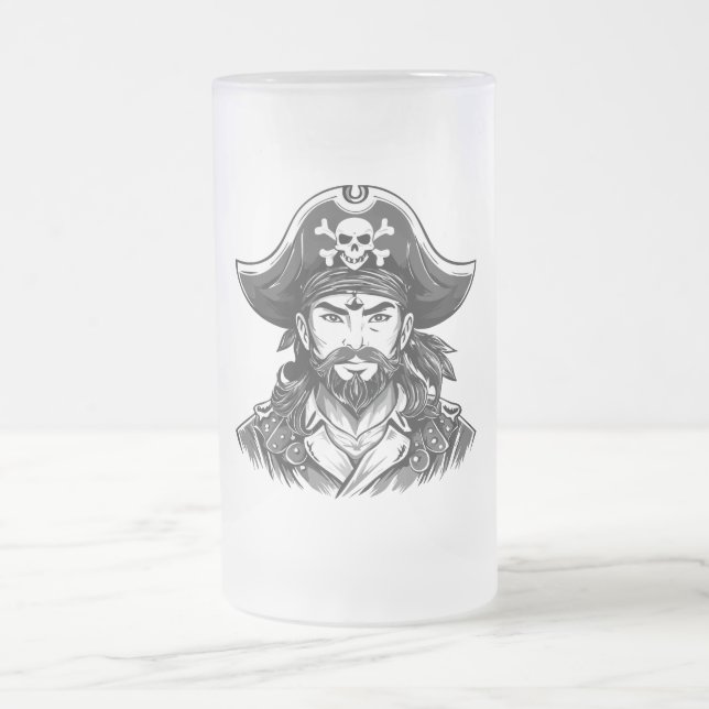 Chope Givrée Tête de pirate avec chapeau de marin et cache-œil  (Centre)