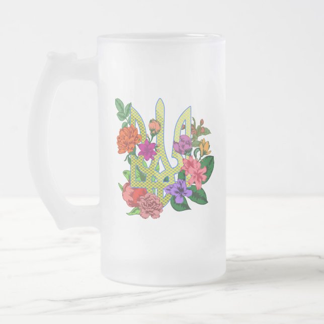 Chope Givrée trident tryzub de l'héraldique ukrainienne fleurs  (Gauche)