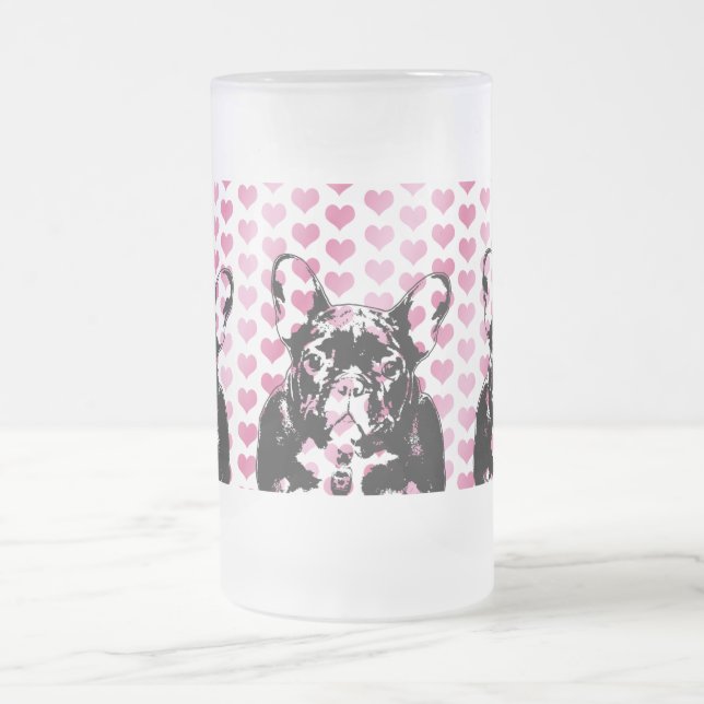 Chope Givrée Valentines - silhouette de bouledogue français (Centre)