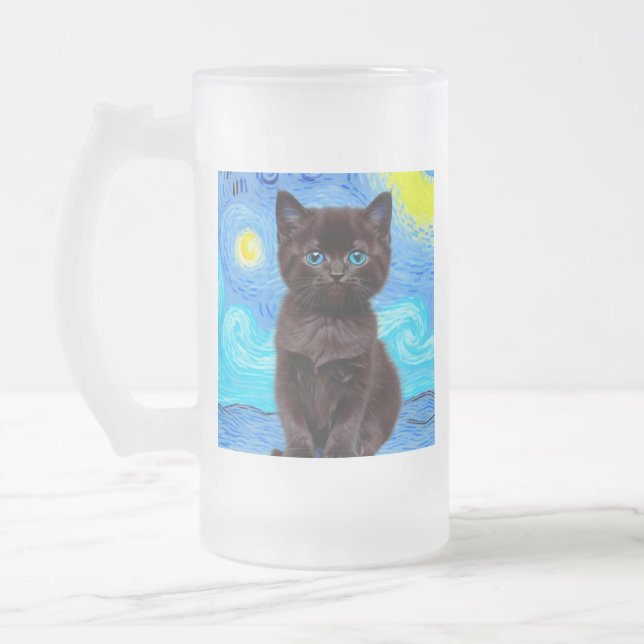 Chope Givrée Van Gogh Starry Night Black Cat (Gauche)