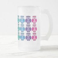 Verre givré - motif mignon de hibou d'arc-en-ciel