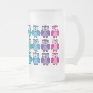 Chope Givrée Verre givré - motif mignon de hibou d'arc-en-ciel