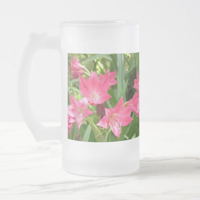 Chope Givrée Verres givrés de lis de Crinum de rose rose (Gauche)