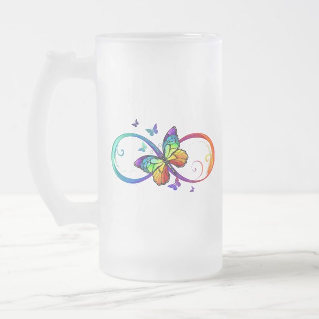 Chope Givrée Vibrant infinity with rainbow butterfly on black (Gauche)