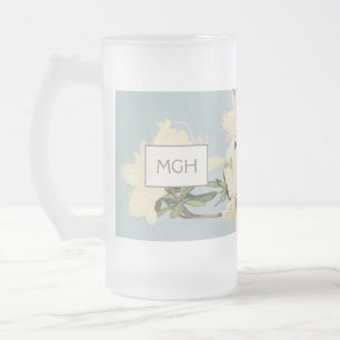 Chope Givrée Vintage Crème blanche Azalea Fleurs Monogramme
