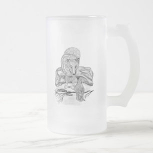 Chope Givrée Wolf and Raven black and white design