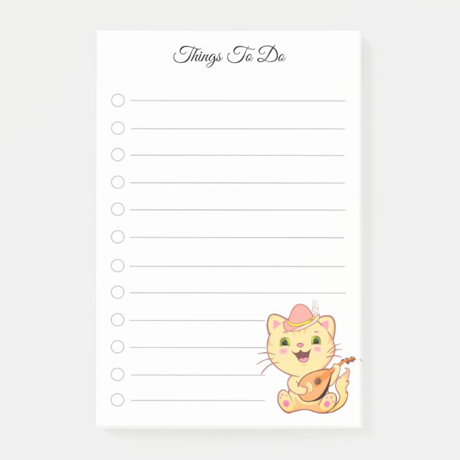 Choses à faire et Post-it de chat musical mignon (Devant)