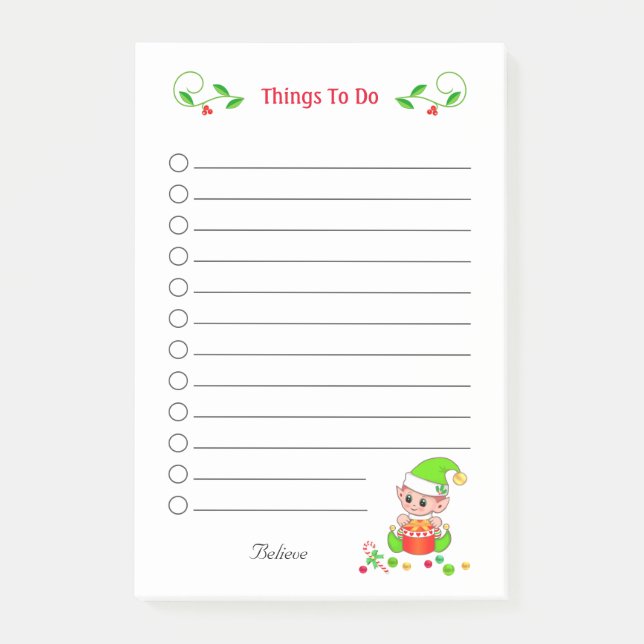 Choses de lutin de Noël mignonnes à faire Post-it (Devant)