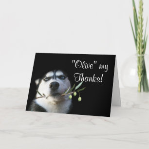 Chou Husky Carte de remerciements Olive humoristiq