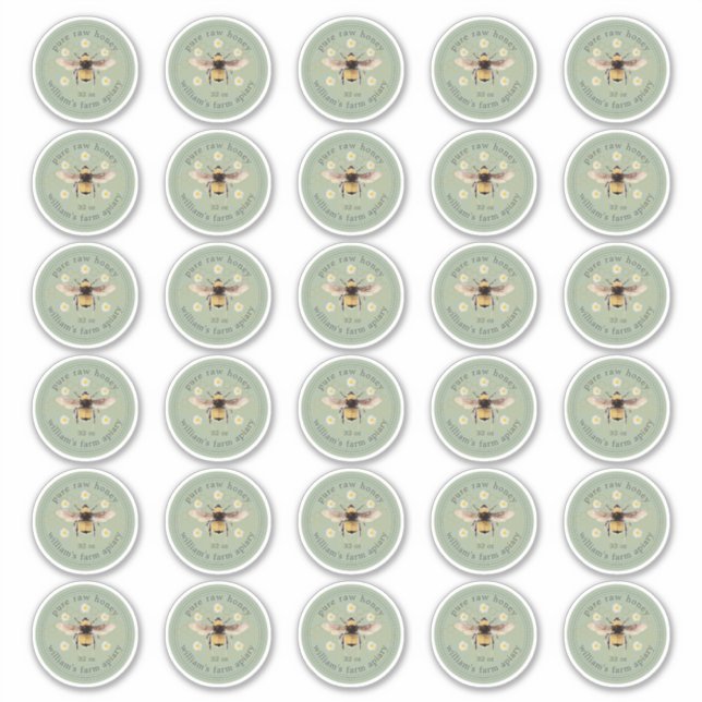 Chou Jar Étiquette Miel Bee Apiary Stickers 2 POUC (Devant)