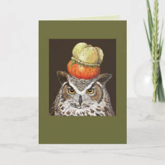 chouette à grande corne avec carte à squash turban