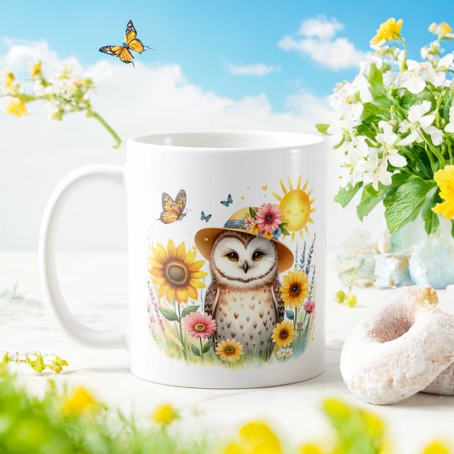 Chouette à l'aquarelle de printemps - Mug d'enfant (Créateur téléchargé)