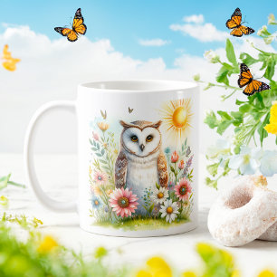 Chouette à l'aquarelle de printemps - Mug d'enfant