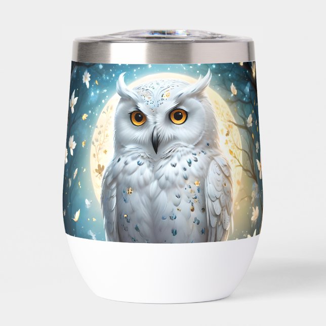 Chouette À Neige Et Lune Avec Étincelle, (Avant)