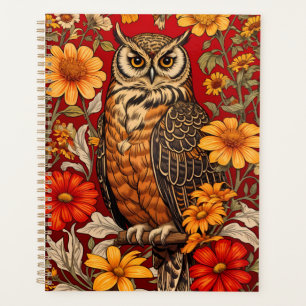 Chouette À Rayures Et Fleurs De Zinnia