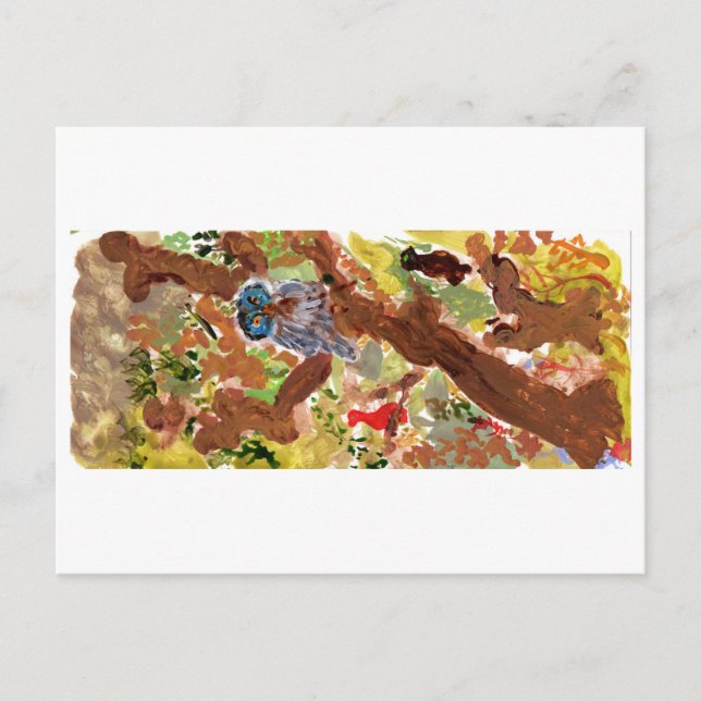 Chouette à visage bleu dans une carte postale d'ar (Devant)