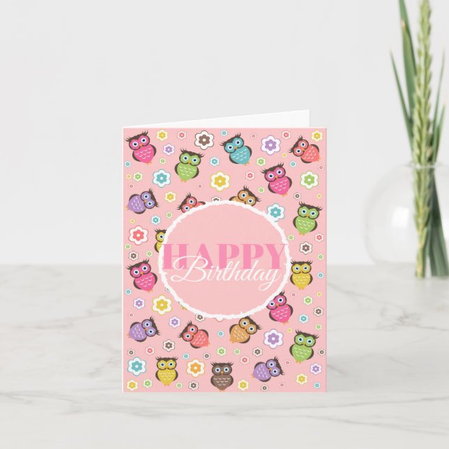 Chouette adorable et motif floral (Devant)