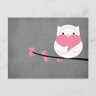 Chouette avec carte postale Coeur
