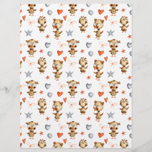 Chouette avec coeur et étoiles Papier de scrapbook