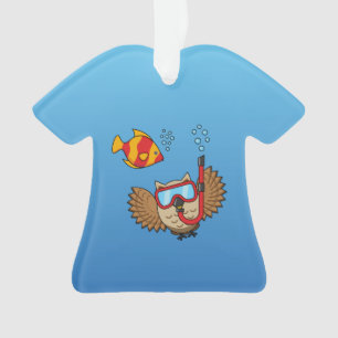 Chouette avec masque tuba et poisson tropical