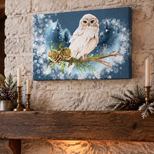 Chouette blanche imprimée sur toile (Créateur téléchargé)