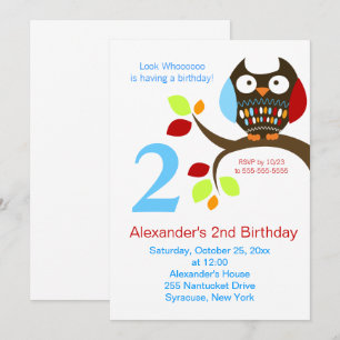 Chouette Brown mignonne Invitation d'anniversaire