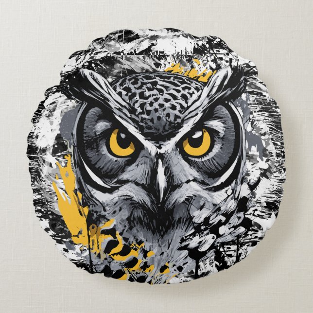 Chouette - Chouette Coussin rond - Chouette Coussi (Devant)