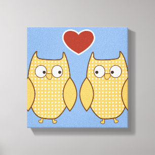 Chouette coeur amour toile enfant