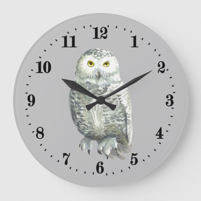 Chouette cool amoureux oiseau Grande Horloge (Recto)