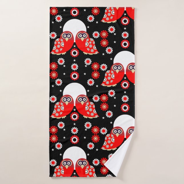 Chouette d'art populaire (Serviette de bain)