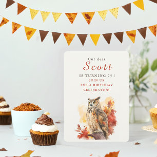 Chouette d'automne - Carte d'invitation d'annivers