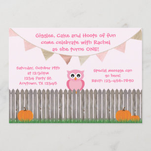 Chouette d'automne sur Fence Pink Invitation d'ann