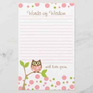 Chouette de bébé rose Mots de sagesse