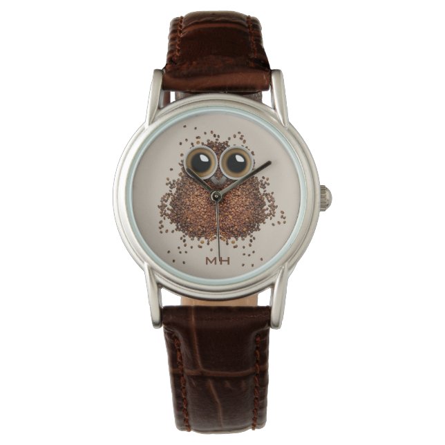 Chouette de café montres monogrammes personnalisée (devant)