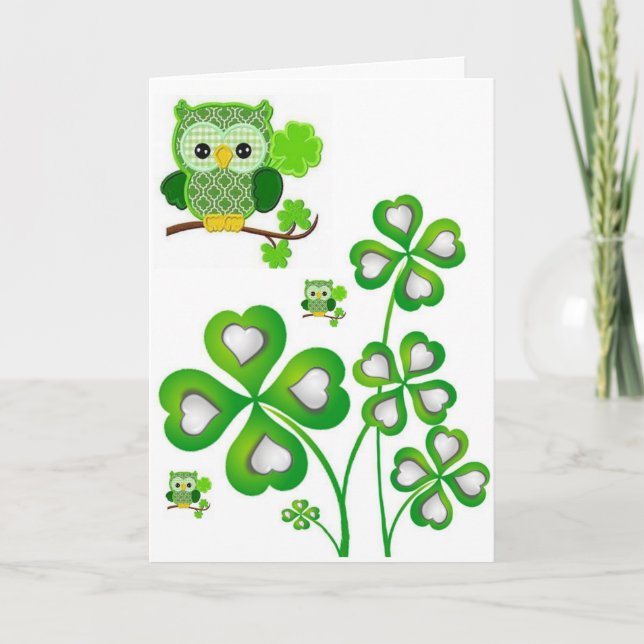 Chouette de carte de voeux Saint Patrick (Devant)