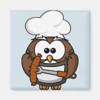 Chouette de dessin Été Barbecue Blue Magnet