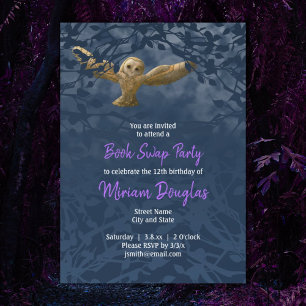 Chouette de la grange illuminée, carte de forêt bl