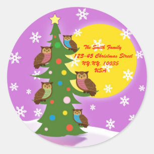 Chouette de Noël autocollante étiquette de adresse