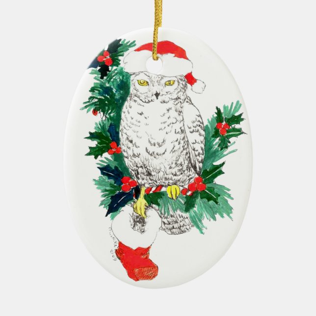 Chouette de Noël fantaisiste et ornement de chauss (Devant)